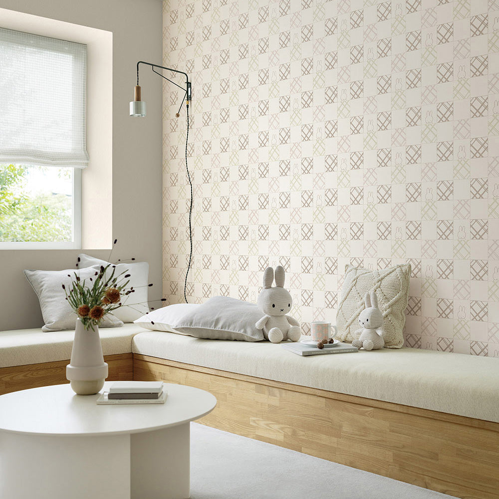 チェックミッフィー|LV2460|のり付き壁紙