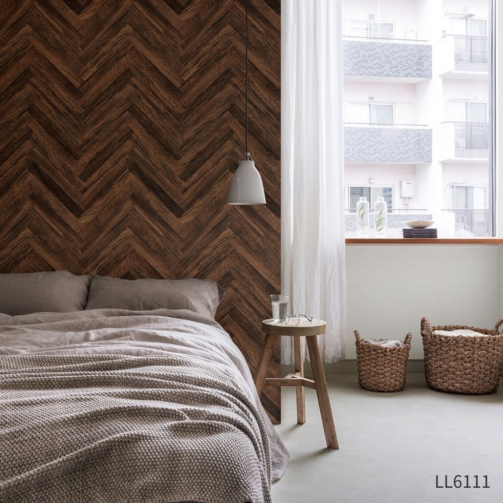ブラウンヘリンボーン|LL6111|のり付き壁紙