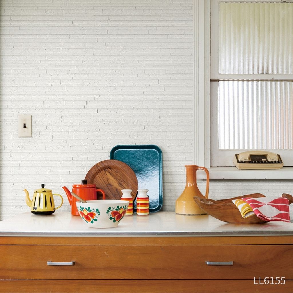 横長ブロックタイル|LL6155・6156|のり付き壁紙