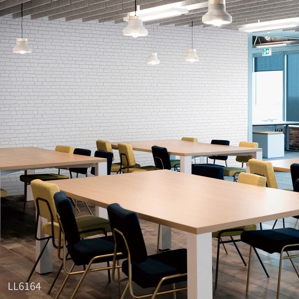 カジュアルな白レンガ|LL6164|のり付き壁紙