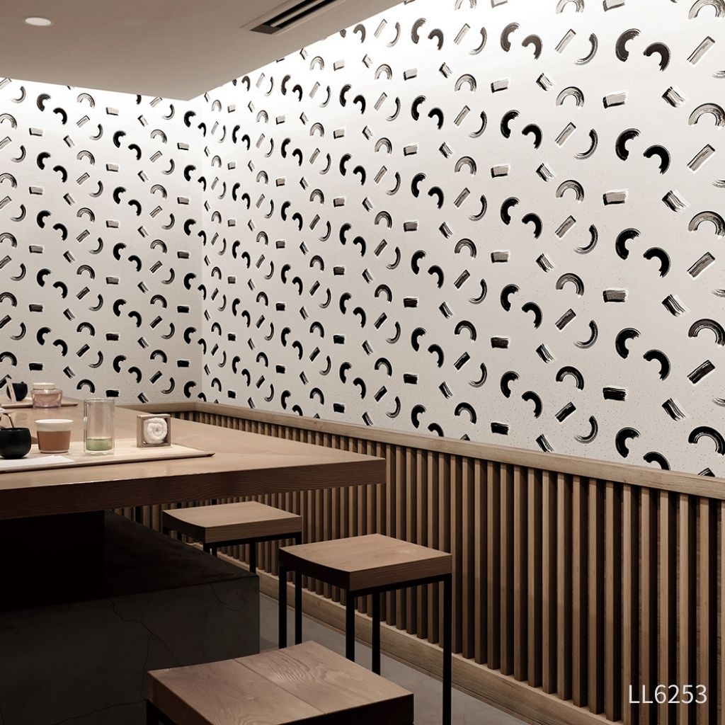 墨のリズム|LL6252・6253|のり付き壁紙