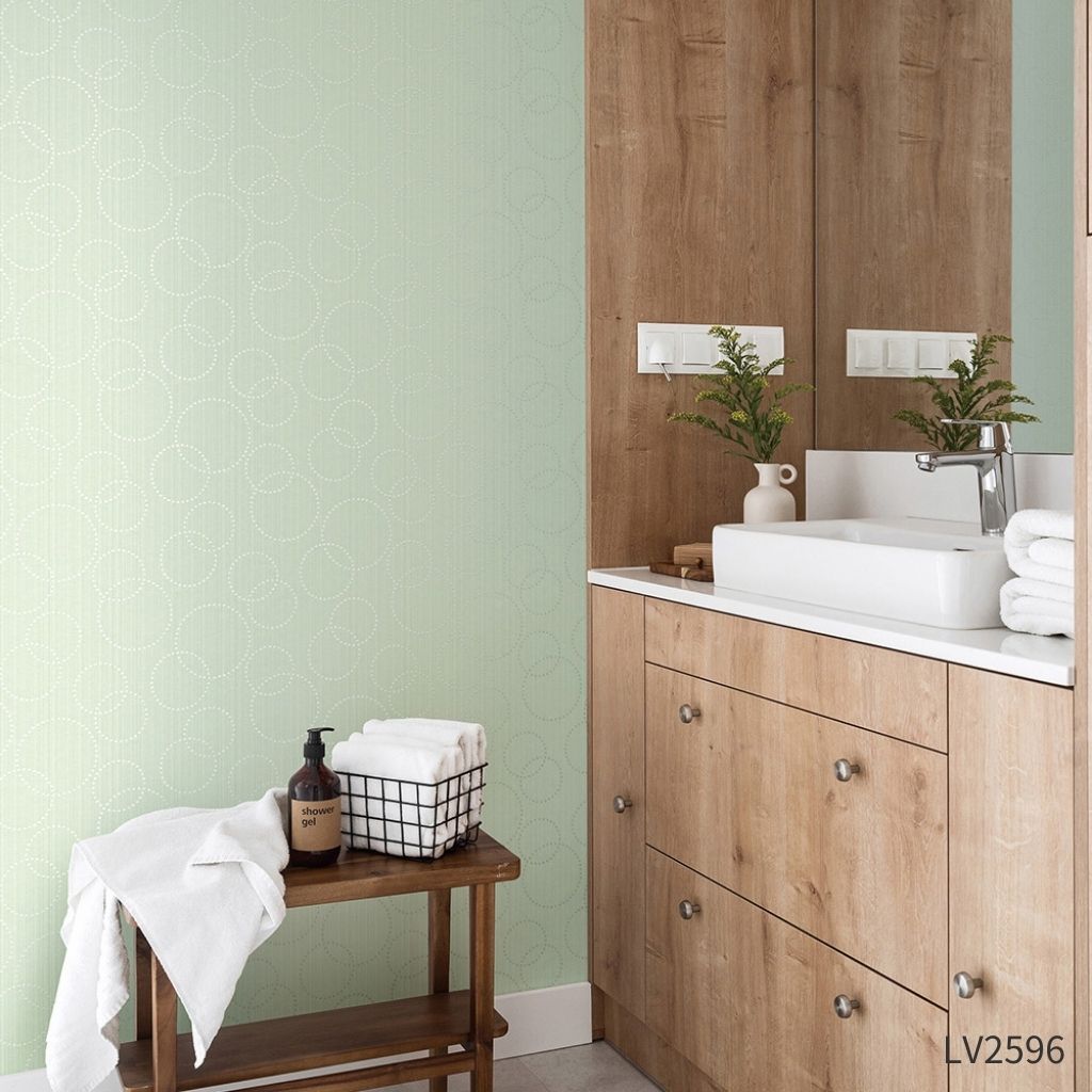 【消臭・汚れ防止】ストライプサークル|LV2595・LV2596|のり付き壁紙