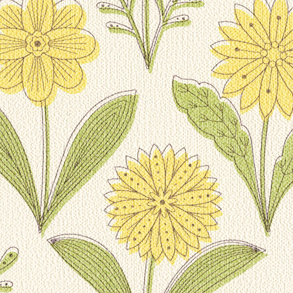 黄色い花柄|LV3314|のり付き壁紙