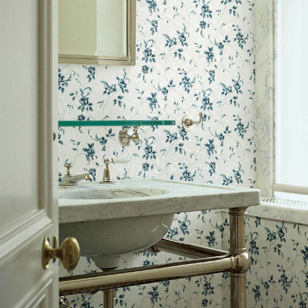 消臭+汚れ防止機能付き ブルーの植物柄|LV3545|サンプル