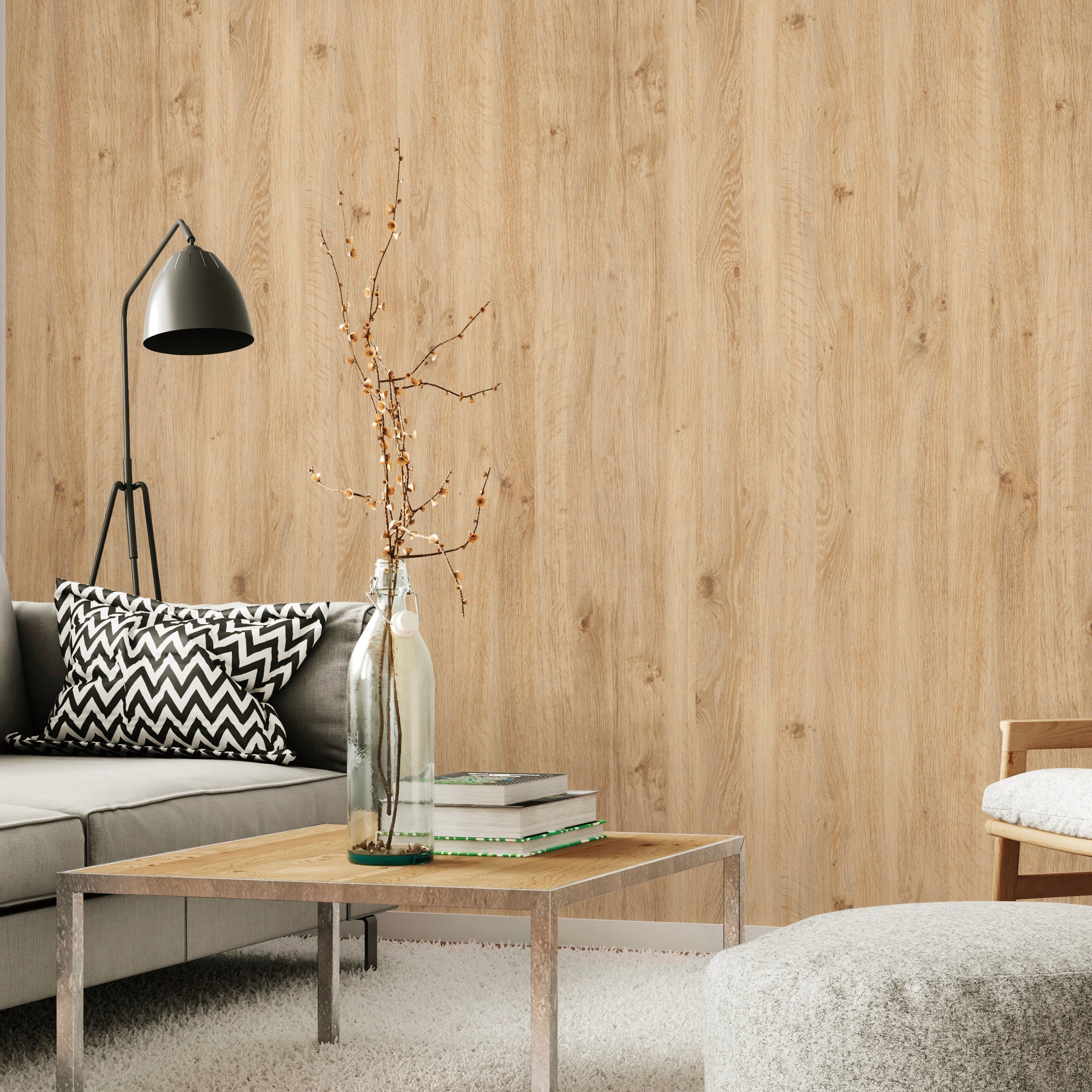 オーク板柾目|LL7228|のり付き壁紙