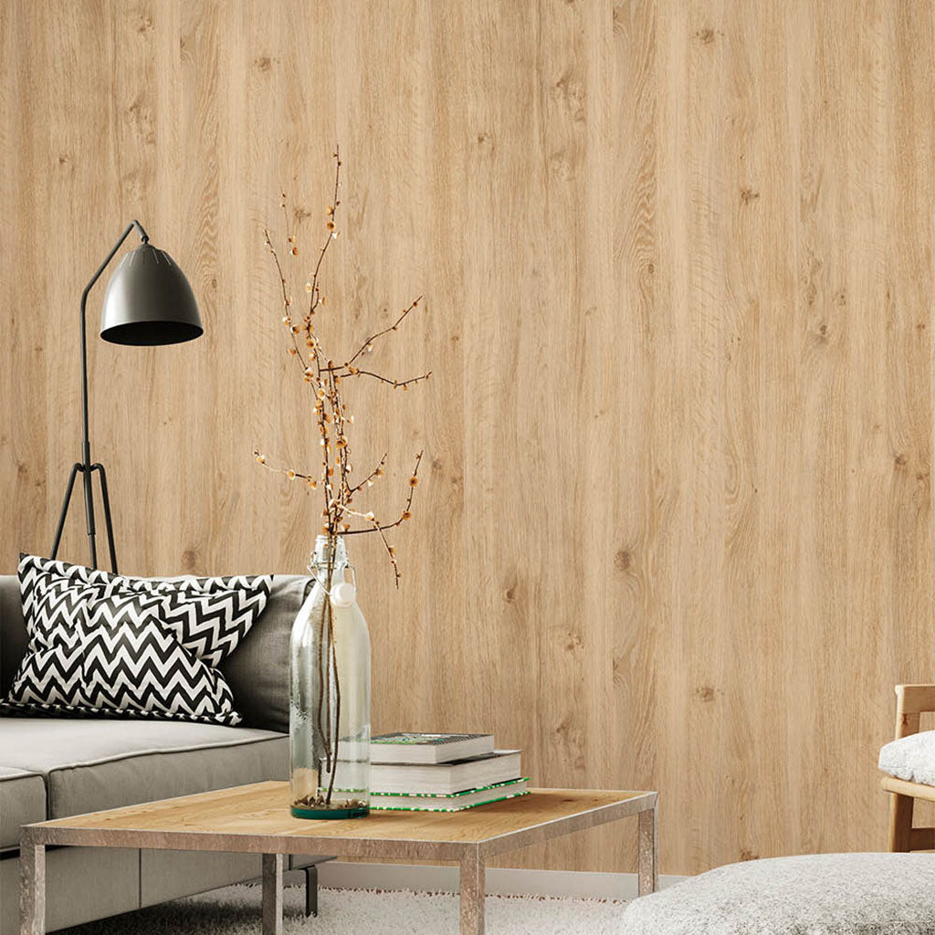 オーク板柾(目地なし)|LW202|のり付き壁紙